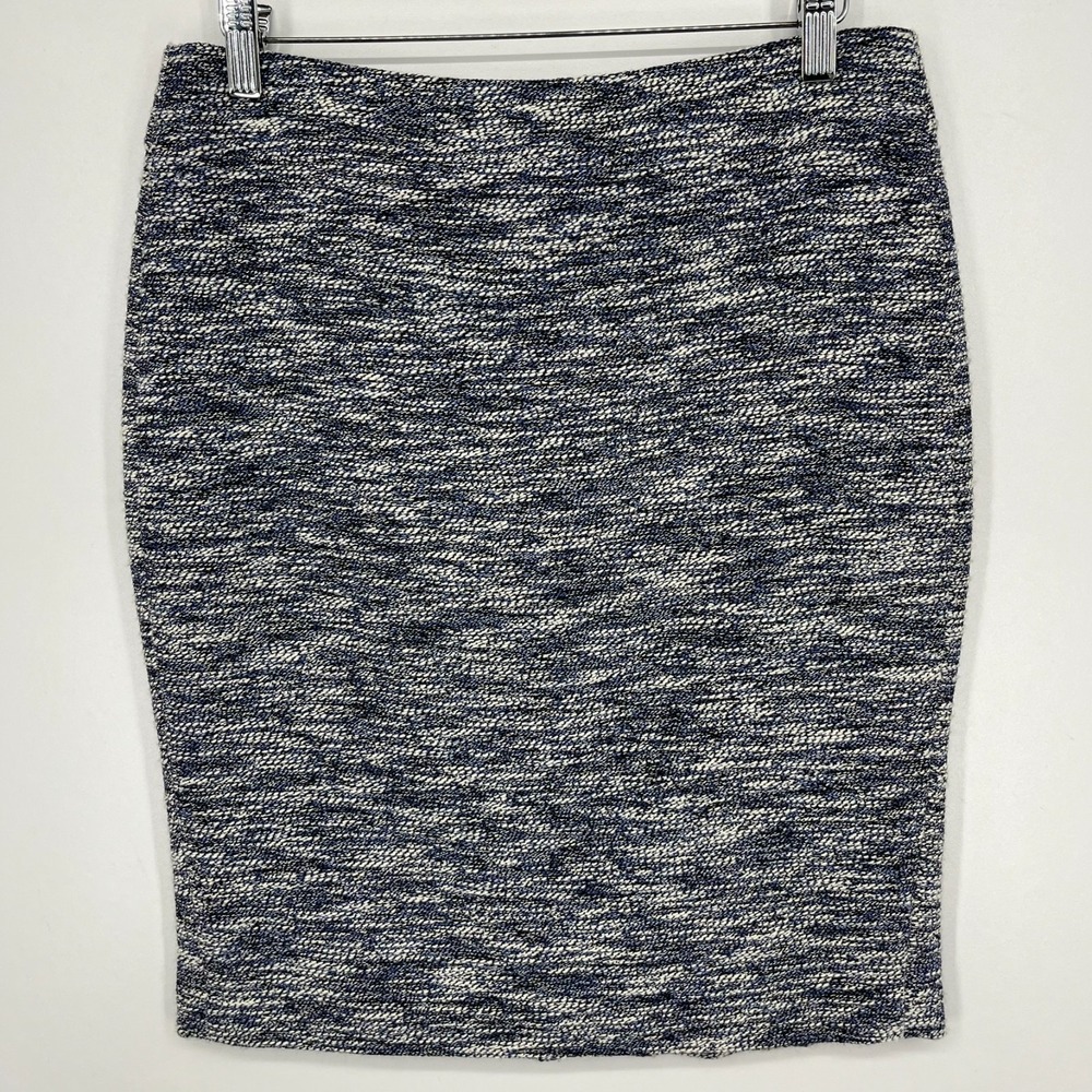 Ann Taylor Textured Skirt Women's Size 6 Blue Cotton Blend Back Zip Lined